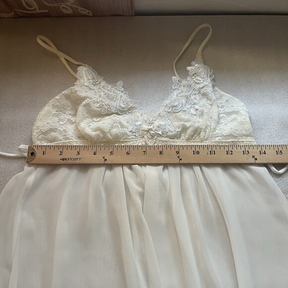 Vintage Y2K In Bloom Nightgown Women Small Beige Lace Bust Slip Dress Balletcore - Picture 7 of 9